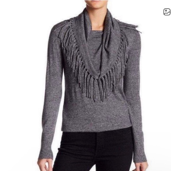 Chelsea & Theodore Sweaters - NWOT Chelsea & Theodore Burgundy Fringed Turtleneck Sweater size M